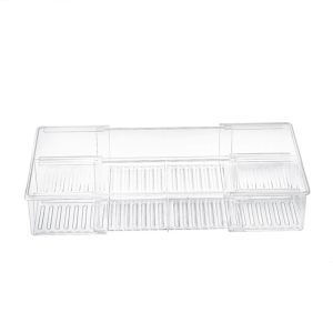 Adjustable Double Section Storage Container Clear Spaces Saving Plastic Materials Home Organization Solution