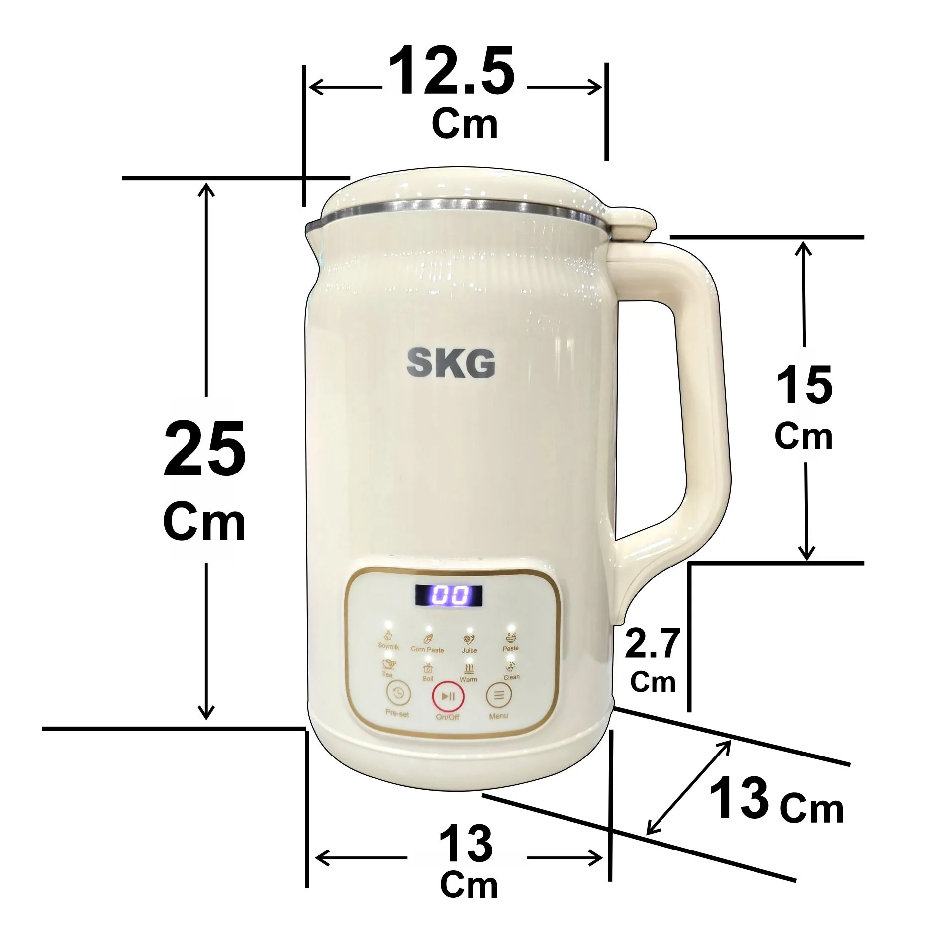 SKG เครื่องทำน้ำเต้าหู้ อัตโนมัติ ไม่ต้องกรอง ปั่นร้อน ได้ มีให้เลือก รุ่น QMZ-206 (0.8L) / QMZ-207 (1.0L)