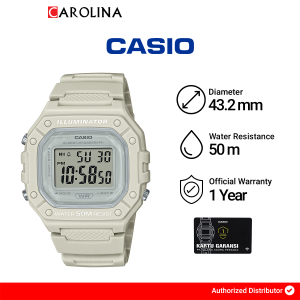 Jam Tangan Wanita Casio Pop W-218HC-8A Digital  Broken White Dial Resin Band