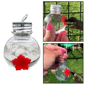 Hummingbird Hanging Feeder Plastic Hanging Water Feeding Set Clear Bulb Shape Easy to Use Outdoor Bird Feeding Tool