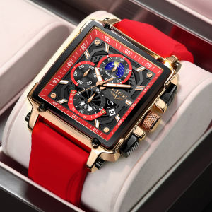 LIGE New Men Watches Luxury Hollow Square Sport Watch For Men Fashion Strap Waterproof Quartz Wrist Watch+Box
