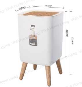 10L Trash can With Cover Wooden Trash Bin Trash Bin living room bedroom High garbage bin