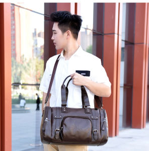 Tas Travel Kulit Pria - Tas Duffle Besar Bisnis Tas Bahu - Tas Jinjing Travel Kulit Aslii