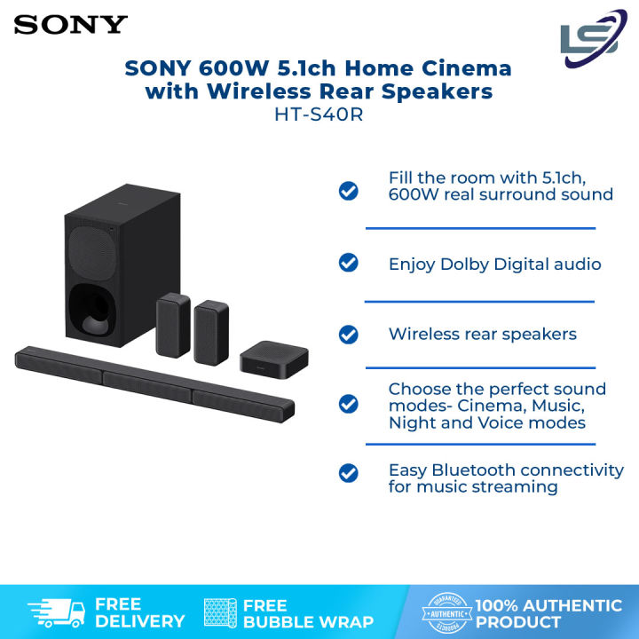 SONY 600W 5.1ch Home Cinema with Wireless Rear Speakers HTS40R HDMI