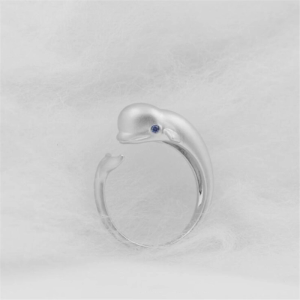 Blue Eye White Whale Adjustable Ring Best Friends Gifts Teens Kids Animal Open Ring Fashion Fine Women Gifts