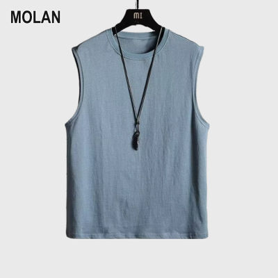 MOLAN Solid color tank top for men Men's Loose Sports Fitness Sleeveless T-Shirt Solid color comfortable breathable tank
