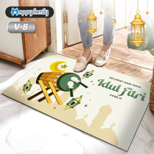 (HF) Keset Lantai IDUL FITRI / Keset Lantai Lebaran Bahan Polyester Anti Slip UK 30x50CM Tebal Awet