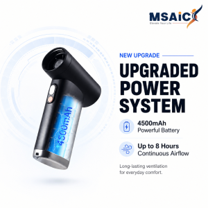 MSAIC ONE TOUCH COOL High-Speed Fan PRO Turbo With 4500mAh 100000rpm Multipurpose Cooling Blower Torchlight Flashlight