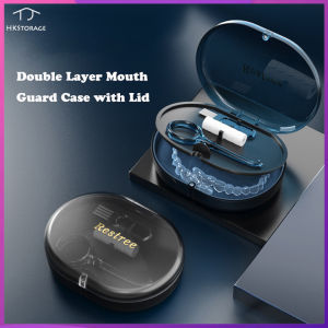 HKStorage Retainer Case Double Layer Guard Case with Lid Mirror and Aligner Removal Tool Portable Storage Soak Container