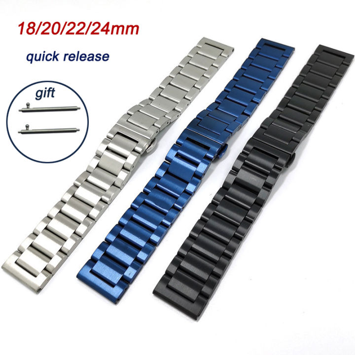 Quick Release Watchband Solid Stainless Steel Metal Watch Band Luxury