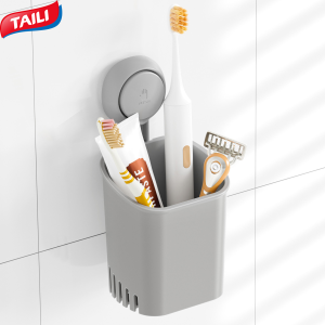 TAILI แปรงสีฟัน2ชิ้นยางดูดสุญญากาศยึดจับที่ใส่แปรงสีฟันติดผนังที่วางแปรงสีฟันทรงพลังที่ยึดมีดทำครัวที่เก็บมีดโกนฝักบัวแบบดูดน้ำได้ด้วยตัวเอง