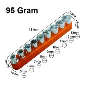 Bộ 9 Chi Tiết Đầu Tuýp Lục Giác Thép Cắm Ổ Vuông 1/4 inch Của Cờ Lê Cần Siết Máy Khoan Điện Tháo Lắp Đai Ốc Từ 5-13mm