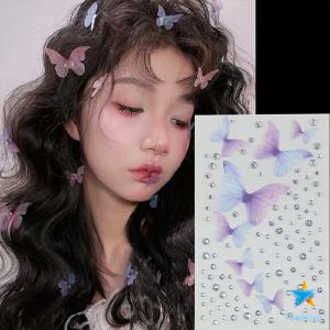 TookDee DIY สติกเกอร์คริสตัล เพชรติดหน้า ผีเสื้อติดหน้า รูปผีเสื้อ 3D Butterfly Sticker