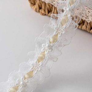 MIRELINA Lace Fabric Trim Polyester Lolita Style Decorative Strap Delicate Bead Embroidery Flower Embroidery Lace Home