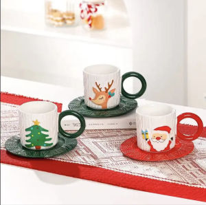 NOLLAIG Small Christmas Cup +Saucer |Premium Cangkir Piring Kado Natal