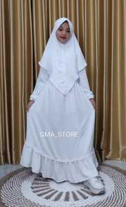Gamis Anak Putih Set Jilbab  3-15 Tahun