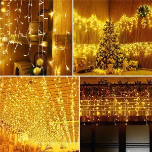 LED Christmas Light Icicle Waterfall Fairy String Curtain Lights Garland Outdoor Wedding Party Decor