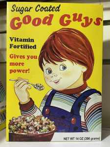 Good Guys Cereal Box Chucky Movie Props Collectible (no food box only)