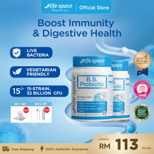 Bundle of 2  [Digestive Health] Life Space Broad Spectrum Probiotic 60 Capsules (EXP: 04/2027)  15 In1 Probiotics For Digestive Health