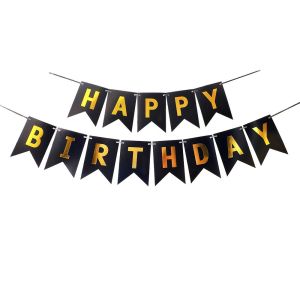 Banner Flag Foil Ulang Tahun Tulisan Happy Birthday Party Segi 5