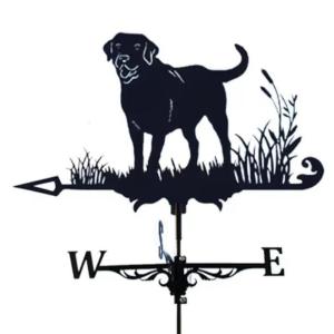 Iron Weather Vane with Labrador Ornament Weathervane for Roofs Gardens Wind Direction Indicators Outdoor Decoration