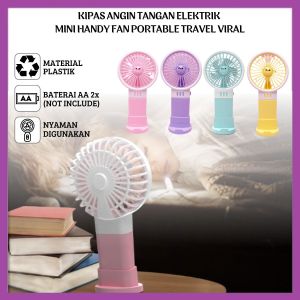 Kipas Angin Tangan Karakter Baterai AA | Elektrik Mini Handy Fan Portable Stand Viral - FR Gallery