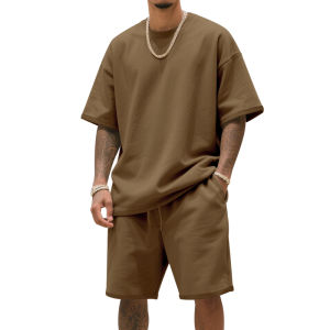 Mens Two-Piece Clothing Set Loose Round-Neck T-Shirt and Shorts Set Casual Sportswear Perfect for Summer2026
