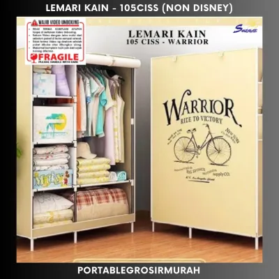 Rak baju/ Lemari Baju / Lemari Rakit/ Lemari kain/ Lemari portable MOTIF BARU KARAKTER MENARIK (105 CISS - WARRIOR) SHENAR