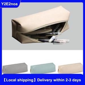 【Local shipping】 Student School Supplies Large Capacity PU Leather Pencil Bag Stationery Holder Case Storage Box Zipper Pencil Pouch
