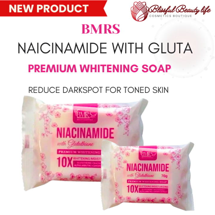 100% ORIGINAL BMRS PREMIUM WHITENING SOAP NIACINAMIDE WITH GLUTATHIONE 10x  Whitening / Moisturizing 70g Safe & Gentle Skin Whitening Soap - Lazada |  Lazada PH