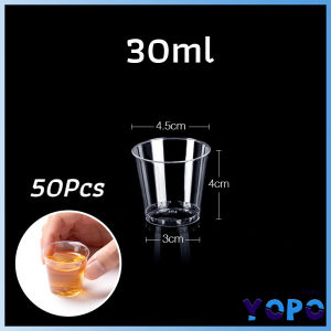 YoPo 50pcs Disposable Plastic Cup Transparent Household Meal Cup Wedding Cups 30ml 50ml