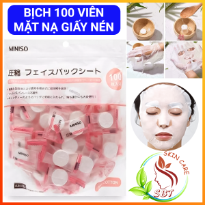 Bịch 100 Viên Mặt Nạ Nén MINISO Nhật Bản – Kết Hợp Với Các Loại Dưỡng Chất Làm Mặt Nạ Dưỡng Da Mặt Vải Cotton Mềm Mại