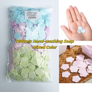 1000pcs Portable Hand-washing Soap Mixed Colors Mini Disposable Hand-washing Soap Flower Disinfection Soap Paper