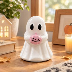 YUBAGUANB Cute Ghost Figurine Spooky Gifts Pumpkin Witch Hat Bow Halloween Ornaments Home Decor Funny Tabletop Decoration Halloween