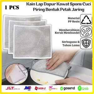 Kain Lap Dapur Kawat 2 Sisi Spons Cuci Piring Jaring Halus Serbet Membersihkan Noda Kerak Panci Wajan Wastafel Sikat Kompor Serbaguna