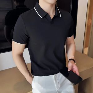 Men Polo Shirt Summer Light Thin British Style Solid Casual Slim Fit Short Sleeved Top T-shirt Fashion Streetwear Men Clothing2026