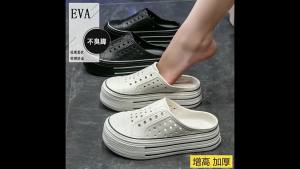 [Free Shipping] 2026 Womens Summer Outdoor Platform Sandals with Thick Soles Fashionable Beach Style Black Closed-Toe Design