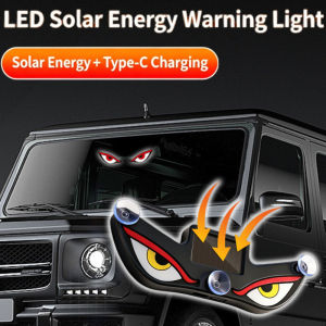 Car LED Light Solar Powered Wireless Demon Eye Window Warning Light Neon Decorative Lamp Auto Exterior Accessories