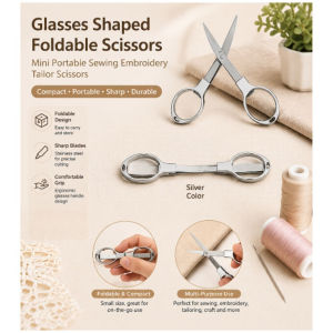 Glasses Shaped Foldable Scissors Mini Portable Sewing Embroidery Tailor Scissors
