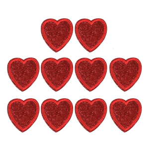 Heart Red Fabric Applique Sequins Sewing on Patches for Wedding/ Evening Dress Clothing Patches