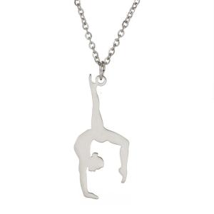 Multipurpose Womens Sturdy Stainless Steel Artistics Gymnastics Charm Necklace with Stylish Pendant for Trendy Women
