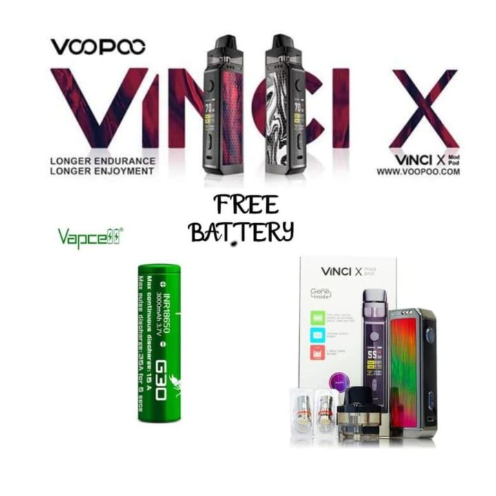 VooPoo Vinci X Mod Pod Free Vapcell Battery 3000mah Authentic Original  Desain Premium E-Cigarette Zinc Alloy + Pctg Material - Lazada | Lazada  Indonesia