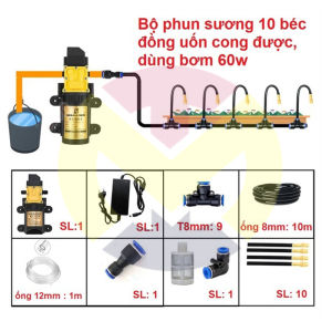 Trọn bộ phun sương tưới cây tự động 101520 béc uống cong