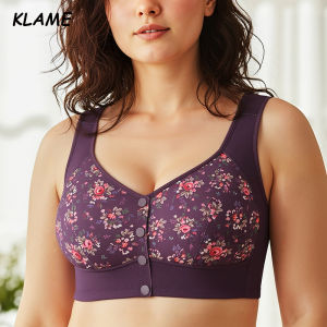 KLAME BC Cup Plus Size Womens Front Buckle Without Steel Ring Soft Cotton Breathable Bra KLM1360