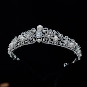 Princess Fashion Zircon Bridal Tiara Crystal Wedding Crown Princess Bride Hair Accessory for Birthday Parties