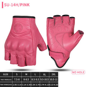 Suomy Motorcycle Summer Gloves Leather Motocross Half Finger Gloves Goatskin Fingerless Glove Retro Perforated Breathable Gloves