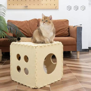 Splicing Felt Cat Nest Dice-shape Cat House Detachable Cat Mat Felt Tunnel Toy Interactive Pet Toy Cube Tent Pets Supplies gifts2026