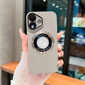 CrashStar Magsafe Show Logo Matte Hard Shockproof Phone Case For iPhone 16 15 14 Pro Max Plus 13 12 11 Pro Max Frosted Wireless Charging Phone Cover Luxury Anti-fingerprint Casing Shell With Glass Camera Lens Films Protection Hot Sale