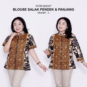 Putri Nasya Blouse Batik Big Size Wanita Atasan Batik Jumbo Lengkap S-M-L-XL-2L-3L-4L-5L-6L-7L Model Blus Jumbo Seragam Batik / Atasan Formal Kantor Wanita / Pakaian Batik Kerja Kekinian Trendy Model Terbaru