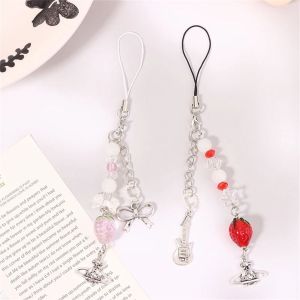 SEJUE4373 Strawberry Planet Mobile Phone Strap Phone Chains Y2k Keychain Phone Pendant Phone Accessories Kawaii Cell Phone Lanyard Bag Decoration